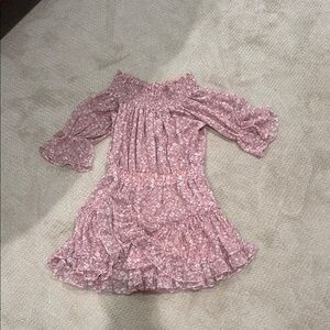 Misa Los Angeles Pink Off-Shoulder Sundress with Bishop Sleeves